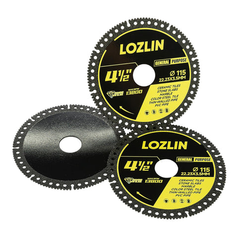 LOZLIN 22.23 arbor diamond blade fits most angle grinders securely.