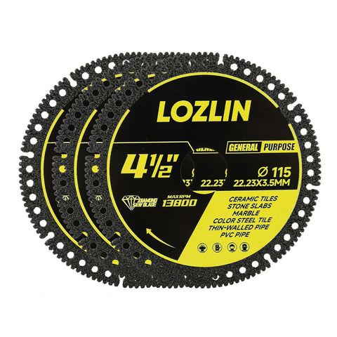 LOZLIN 3-piece diamond blades for tiles provide precise, clean cuts.