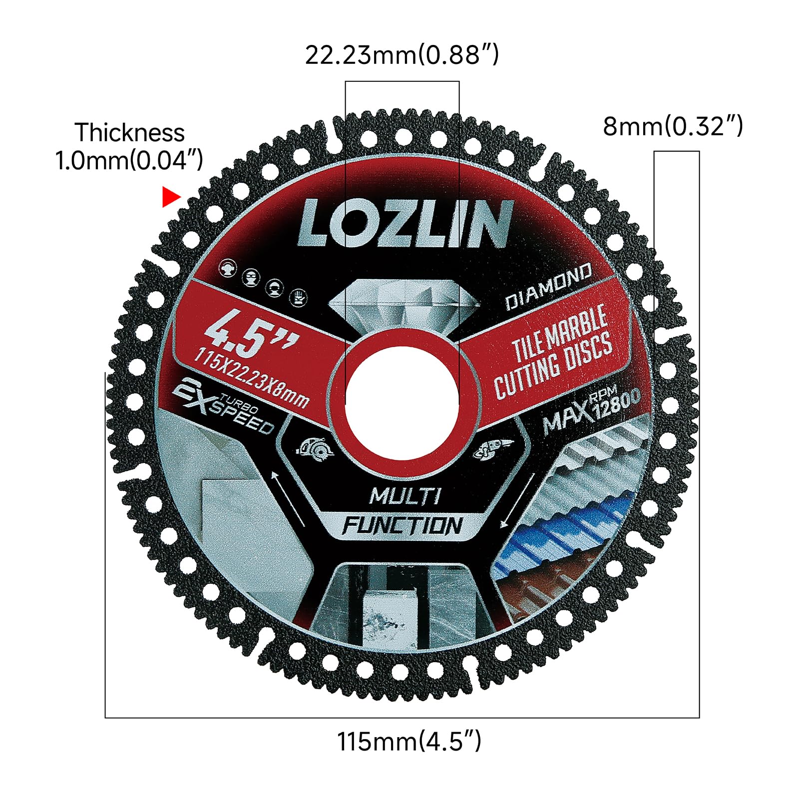 LOZLIN diamond blade cutting ceramic tiles for clean edges