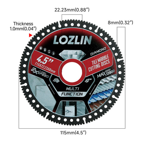 LOZLIN diamond blade cutting ceramic tiles for clean edges