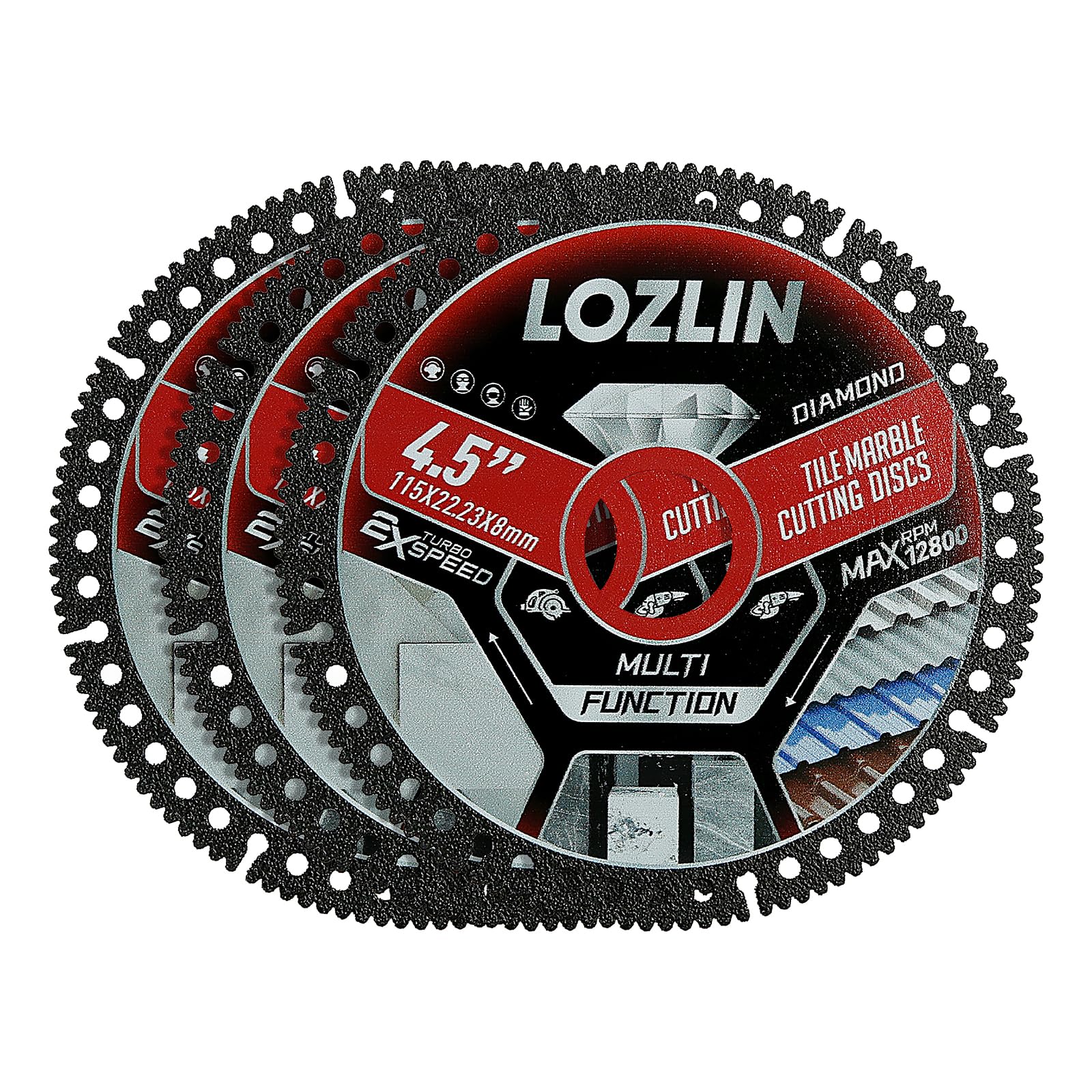 LOZLIN 4.5 inch diamond blade cutting marble with minimal chipping for clean edges