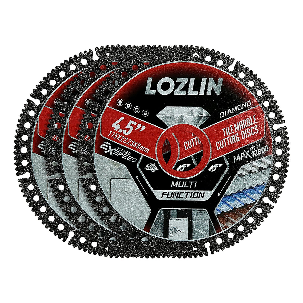 LOZLIN 4.5 inch diamond blade cutting marble with minimal chipping for clean edges