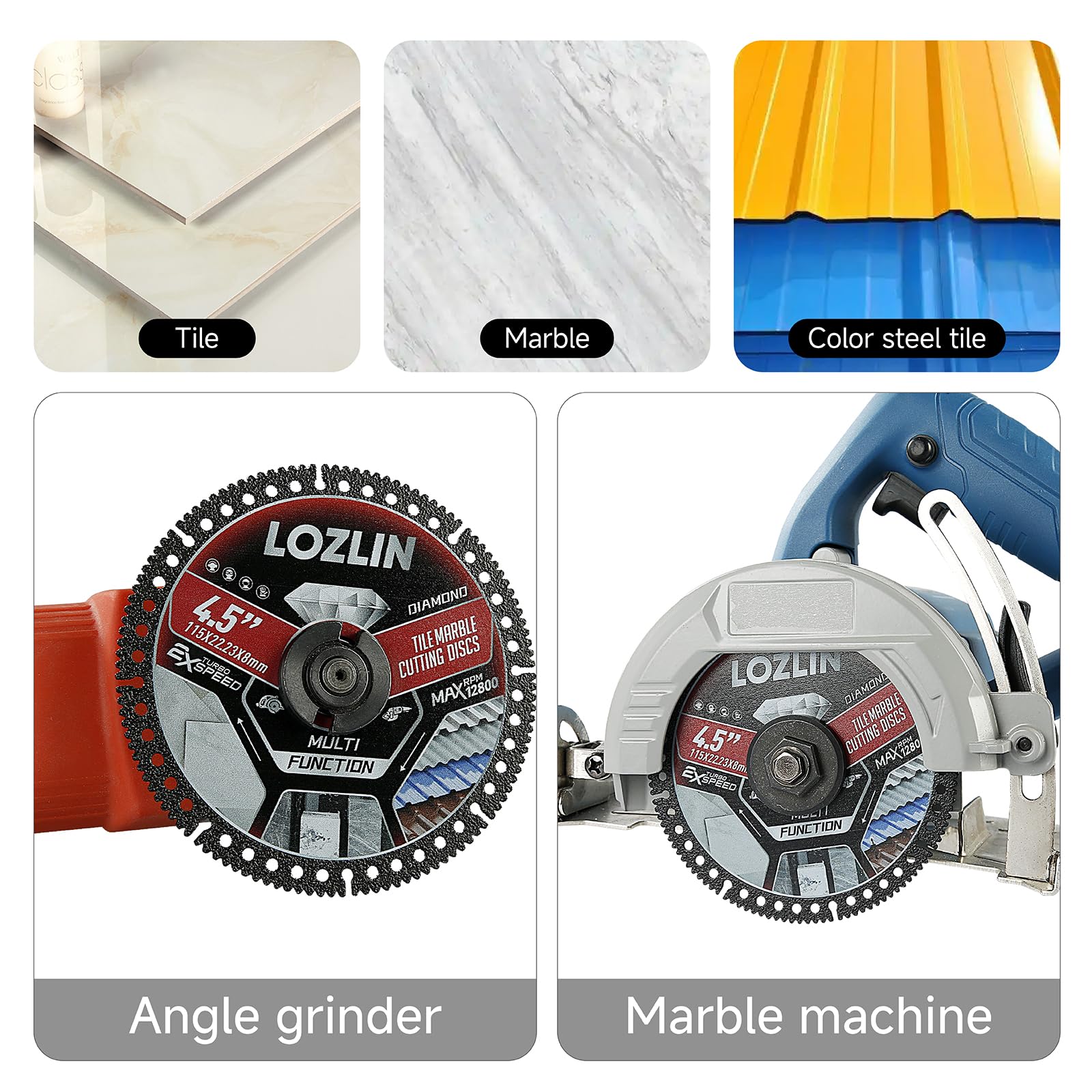 LOZLIN angle grinder ready blade setup for tile work