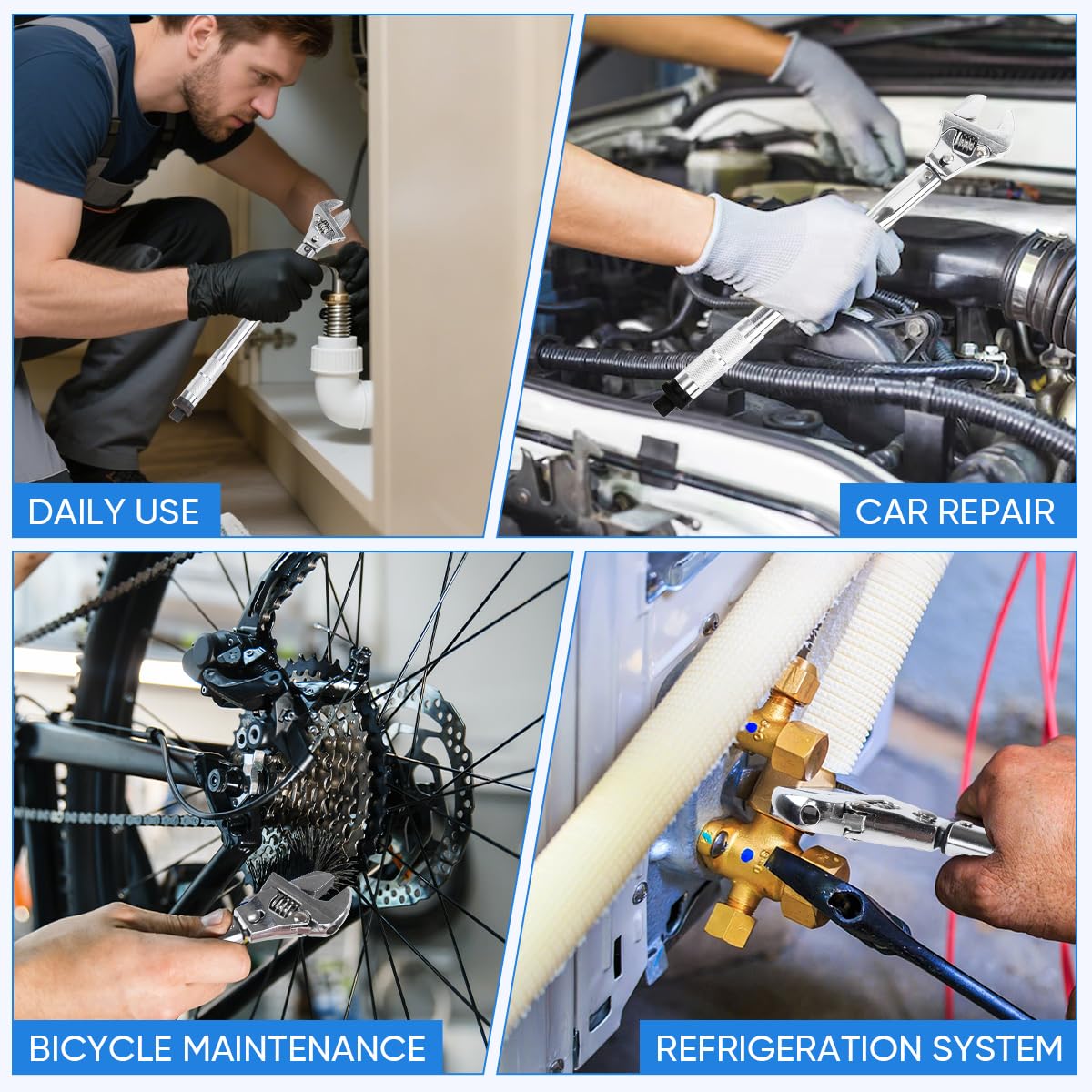 LPABY wrench in car or bicycle repair setups for versatile maintenance.