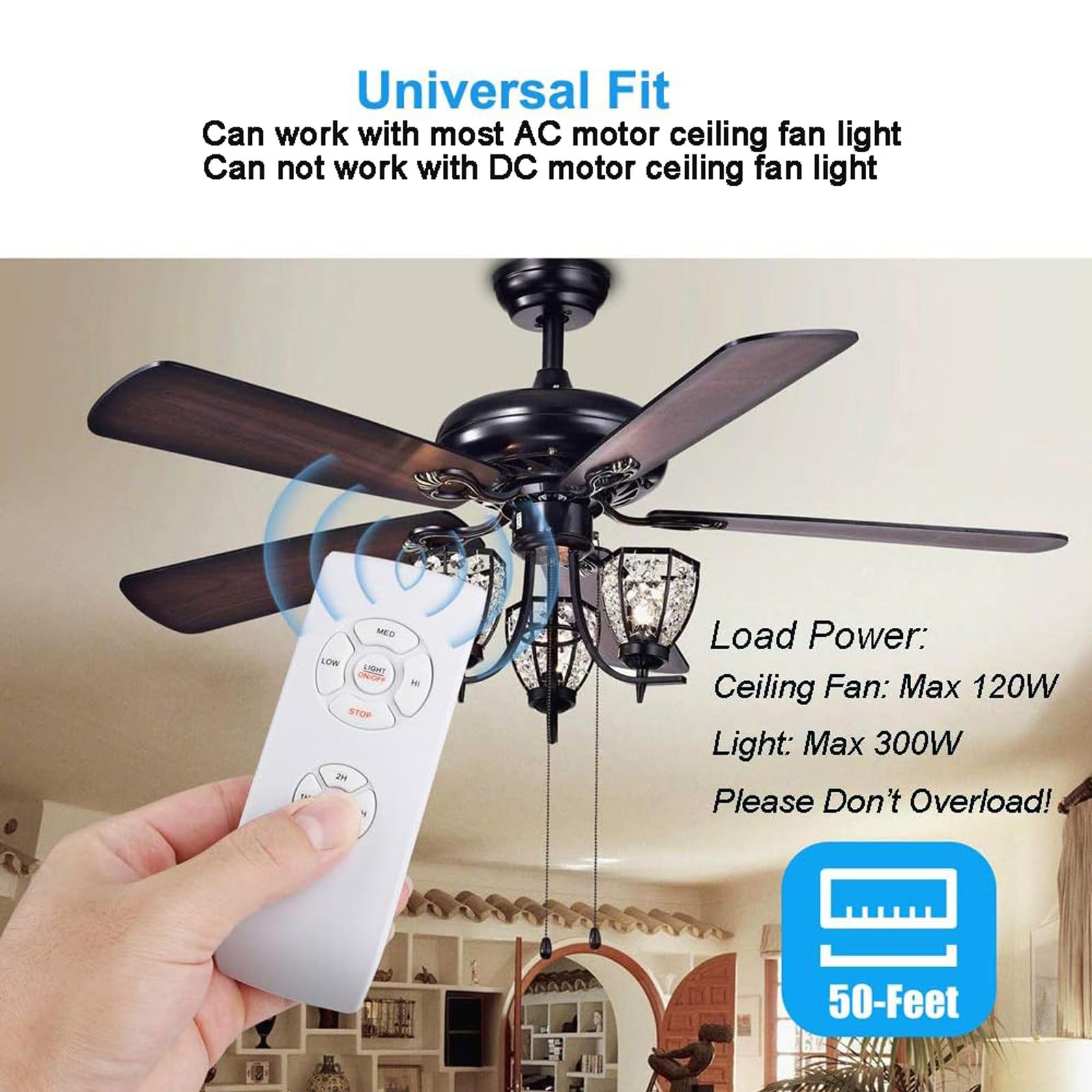 LPHUMEX bedside remote control to adjust fan and lighting from bed.