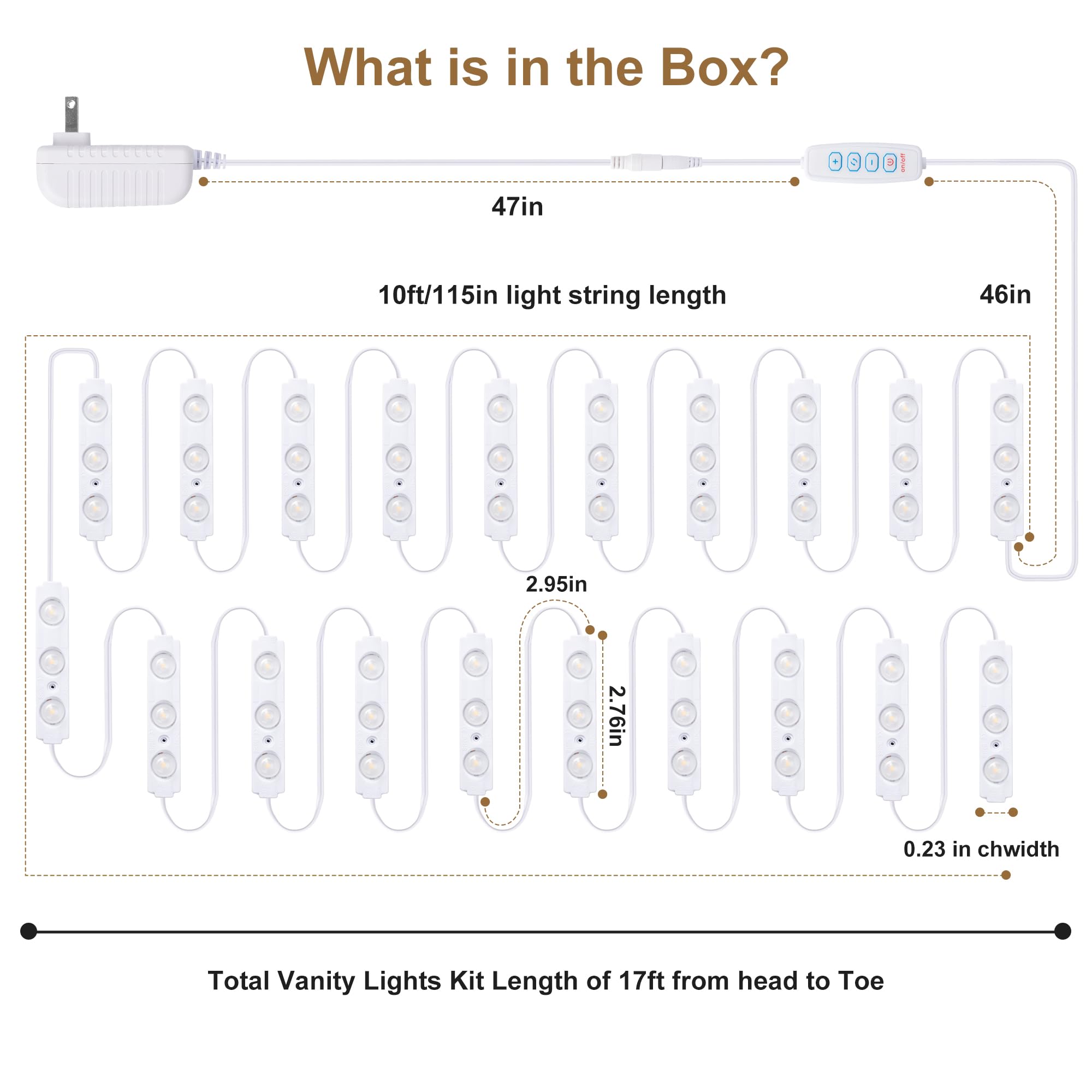 LPHUMEX vanity lights include a power adapter for easy setup