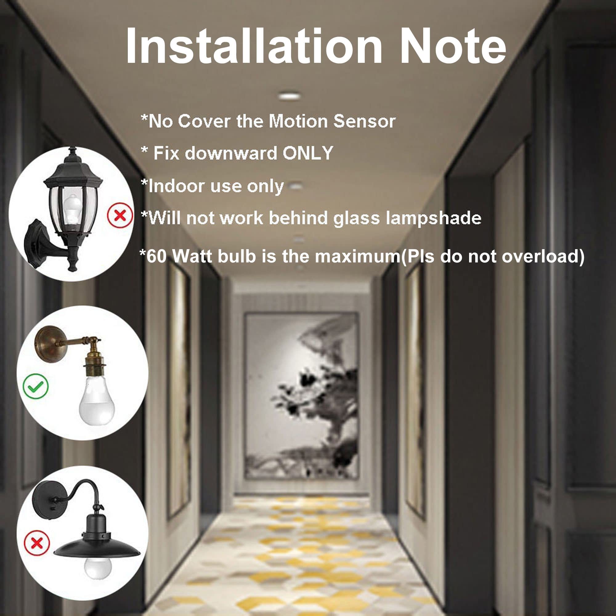 LPHUMEX motion sensor socket front door provides hands-free entry lighting.