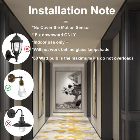 LPHUMEX motion sensor socket front door provides hands-free entry lighting.