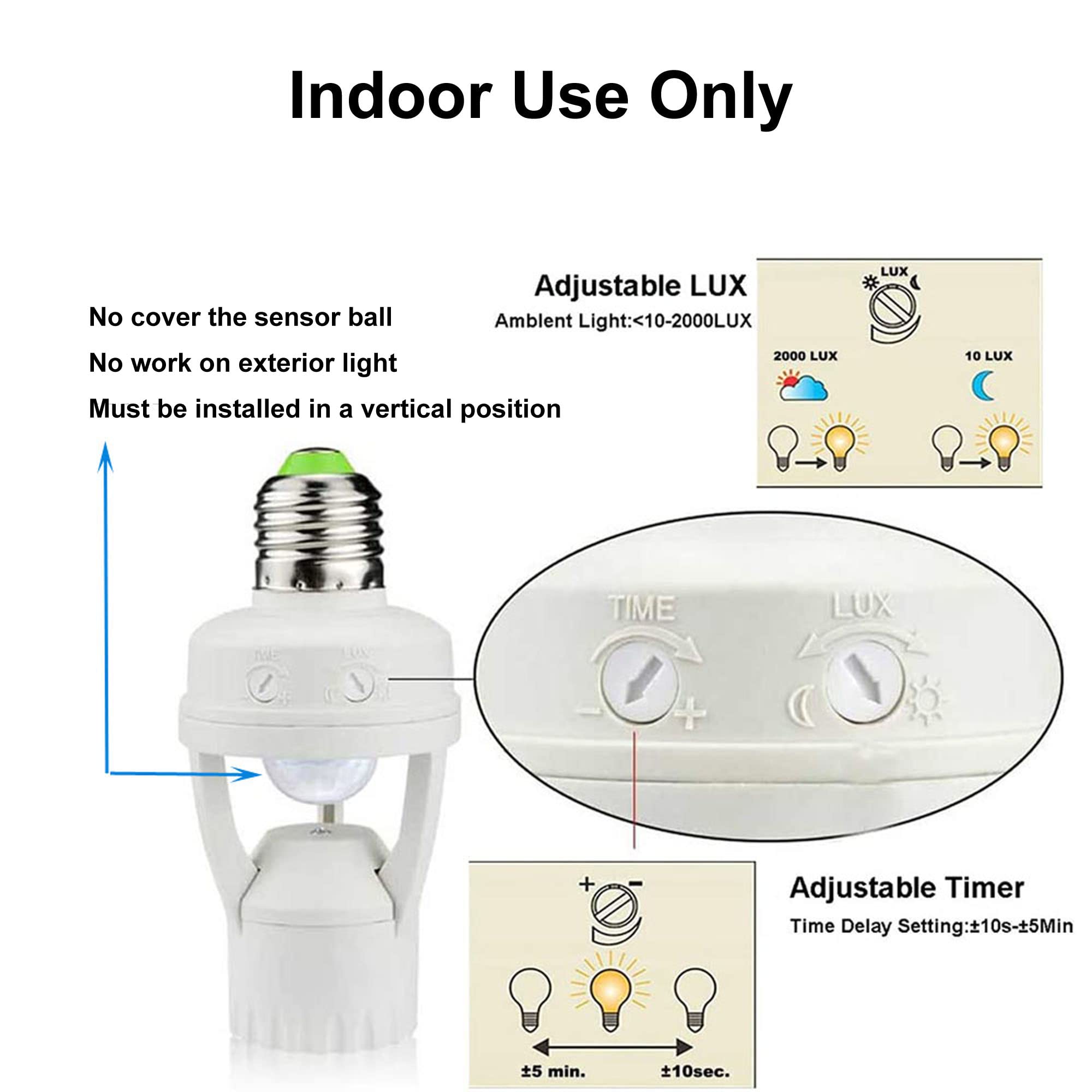 LPHUMEX motion sensor socket garage turns on automatically as you approach.