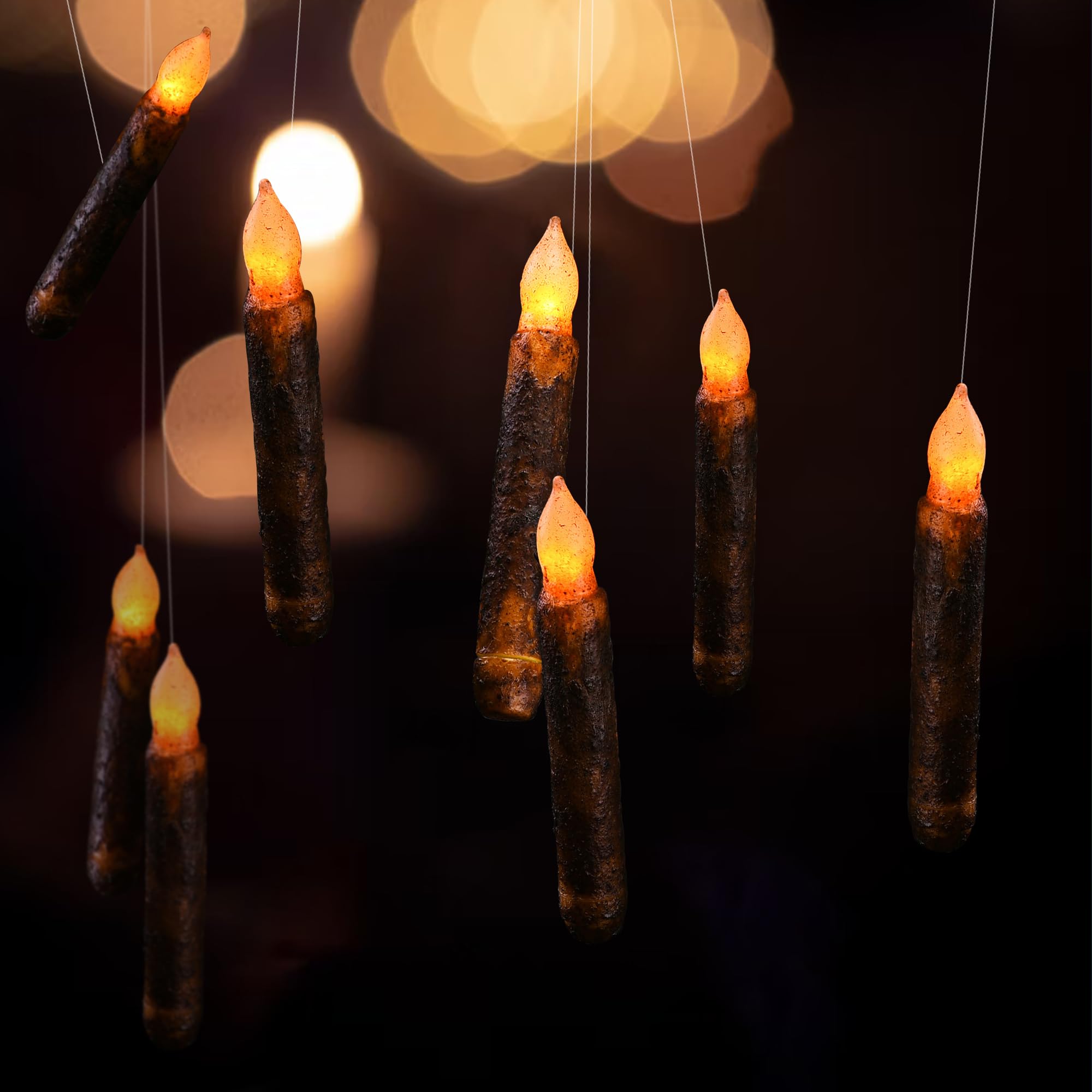 Lpraer dripping candle flame head flickers softly for magical effect.