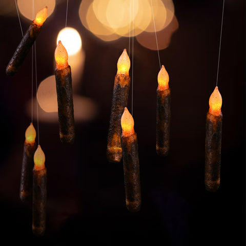 Lpraer dripping candle flame head flickers softly for magical effect.