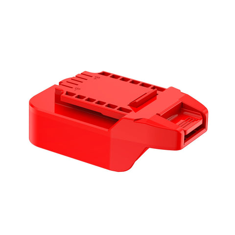 Secure connection between battery and tool shown by the adapter’s latch design.