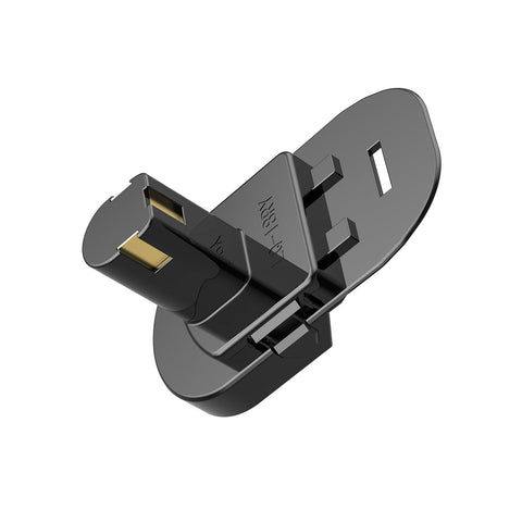 LQ-18RY Ryobi adapter release-switch detail facilitates quick battery removal.