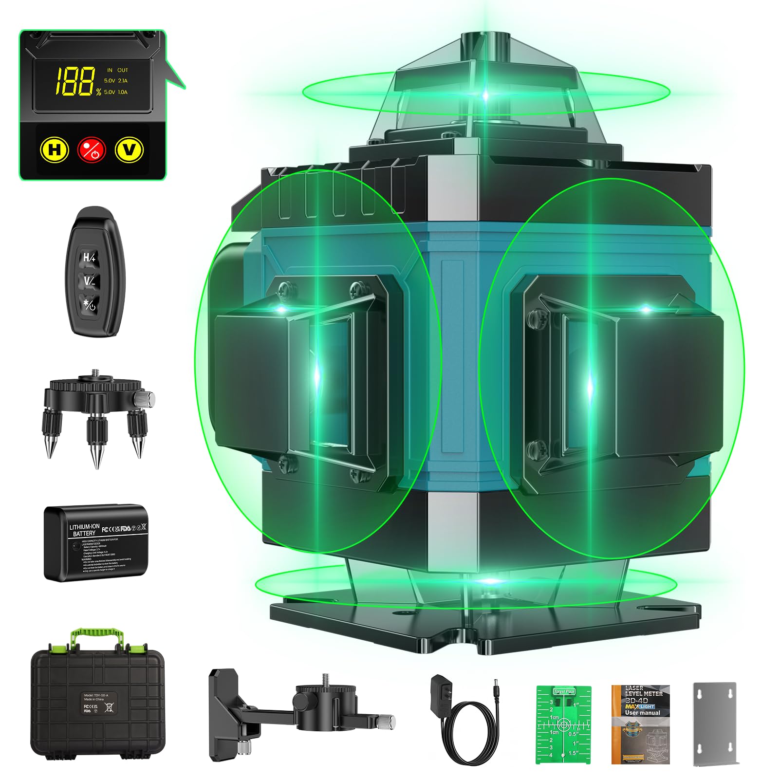 LQHUE 16-line laser level projects 360-degree lines for precise room alignment.
