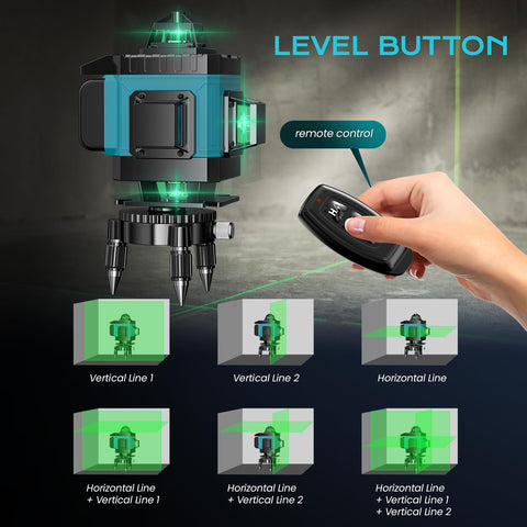 LQHUE self-leveling with manual mode adapts to uneven walls and ceilings.