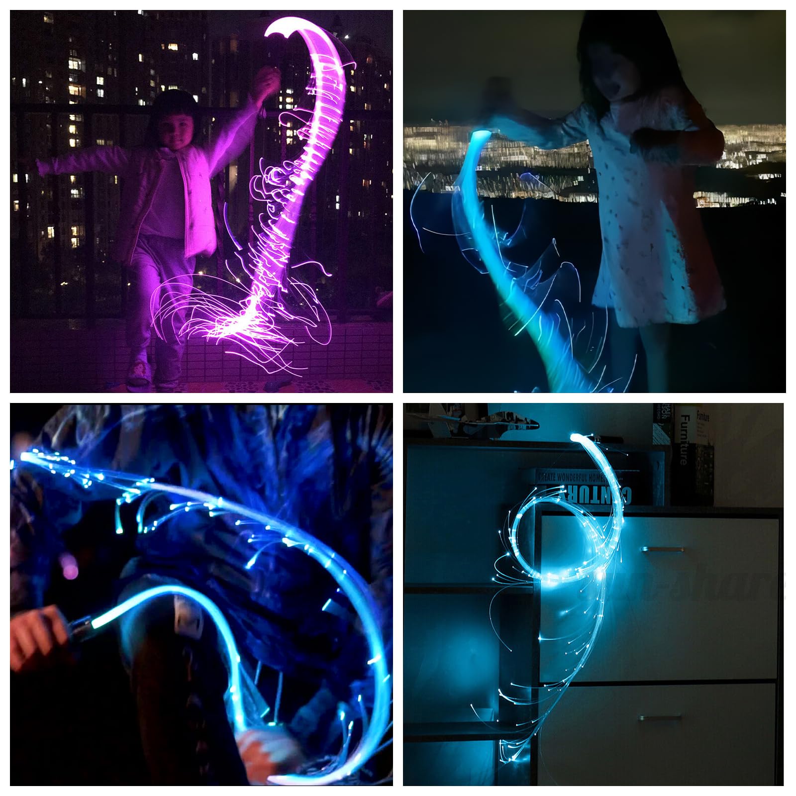 LQMEILI fiber whip offers 36 modes for versatile light shows.