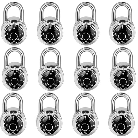 LQYN 12-pack fixed 3-digit combination locks for lockers and gym use.