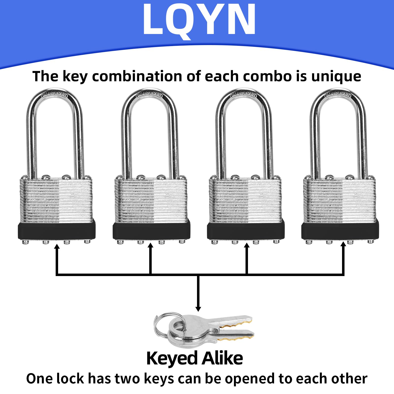 Six keyed-alike locks with twelve brass keys for convenient access