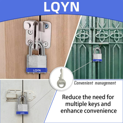 LQYN padlocks with twelve keys provide convenient access.