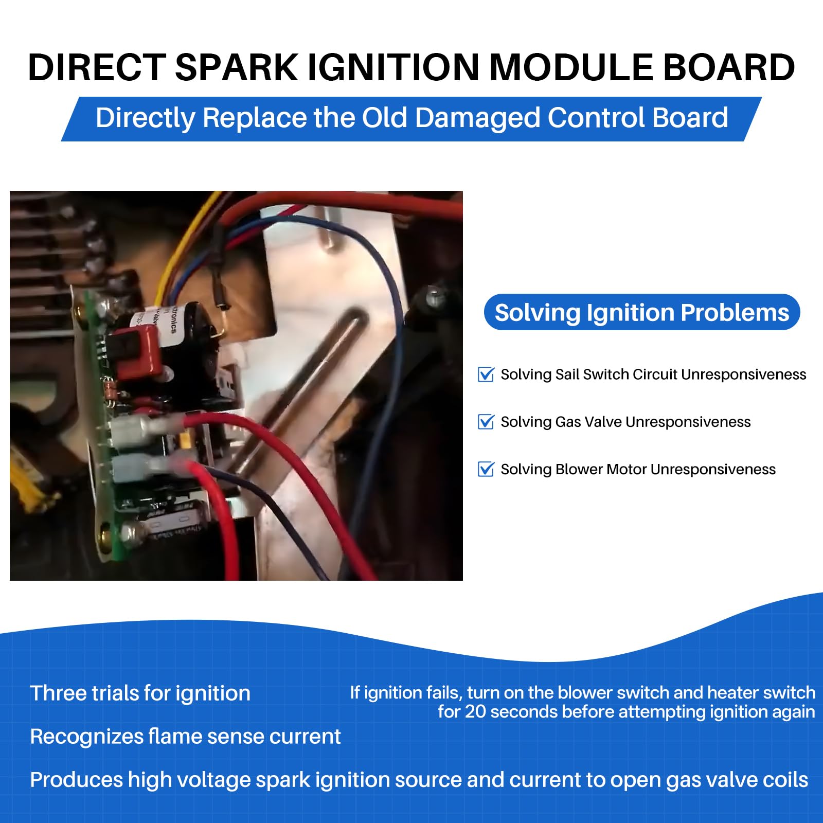Lrichy 520820 ignition board side view with connector ports for quick replacement
