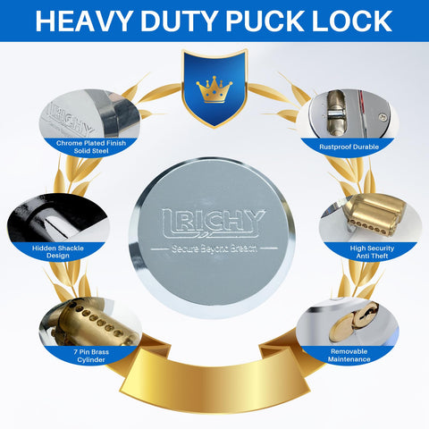 Lrichy puck lock chrome finish outdoor durability