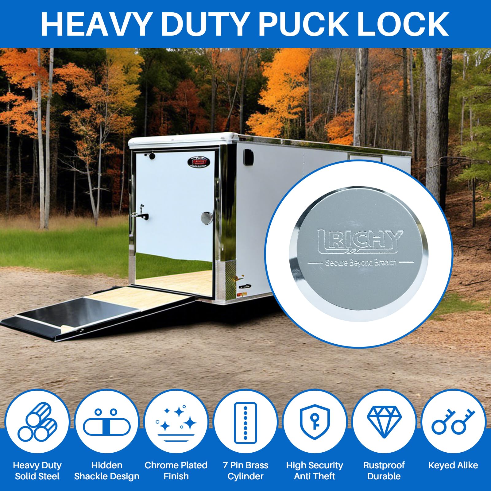 Lrichy puck lock latch chrome finish resists rust
