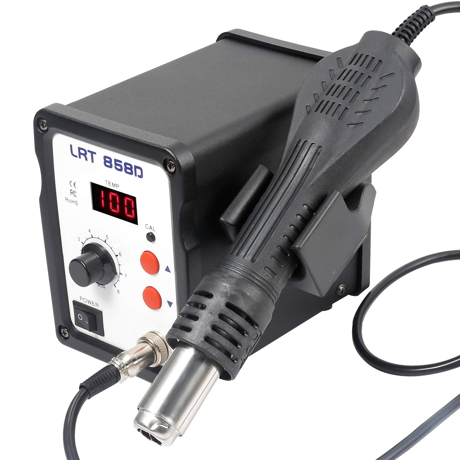 LRT 858D control panel with easy temperature and airflow adjustments for SMD work