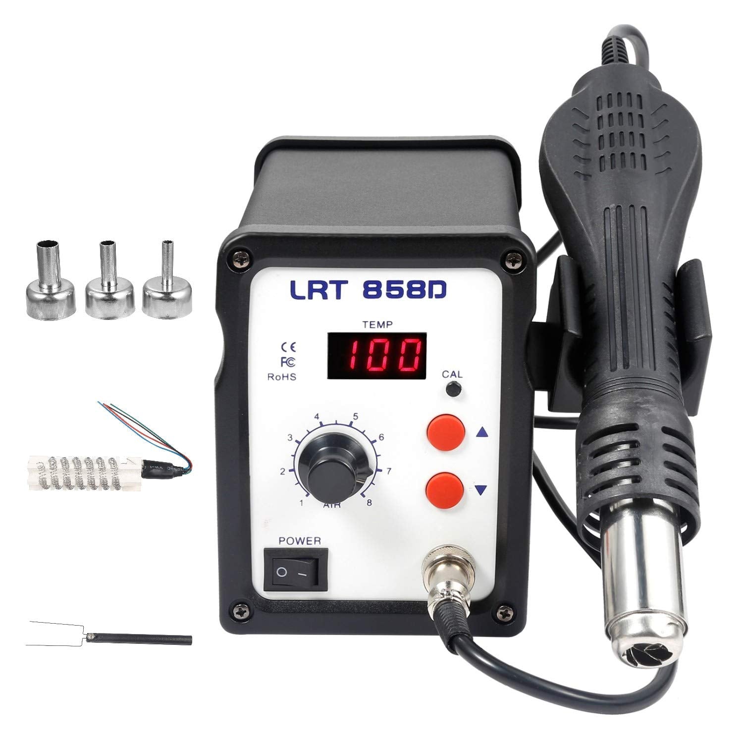 LRT 858D front view shows compact desktop design for precise desoldering tasks