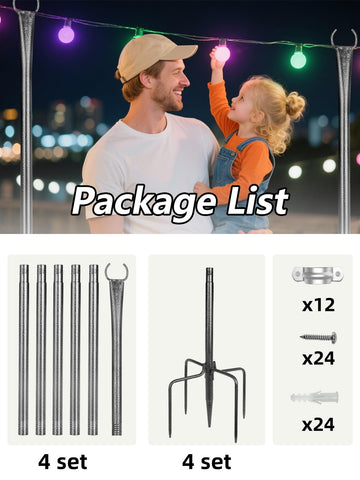 LRYXEG poles spaced 12-15 ft for stable outdoor installation.