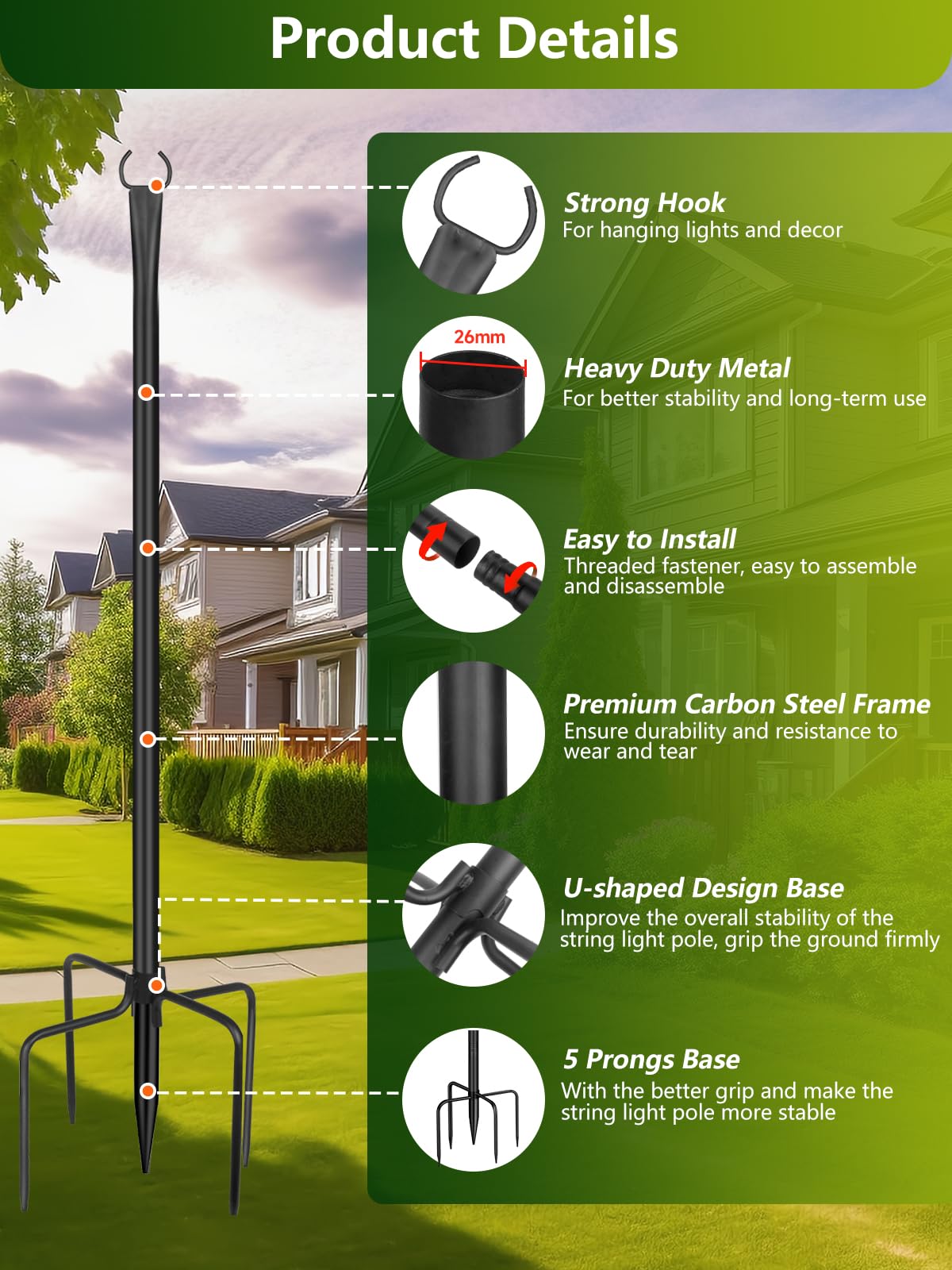 LRYXEG 10 ft poles assembled height for ample lighting
