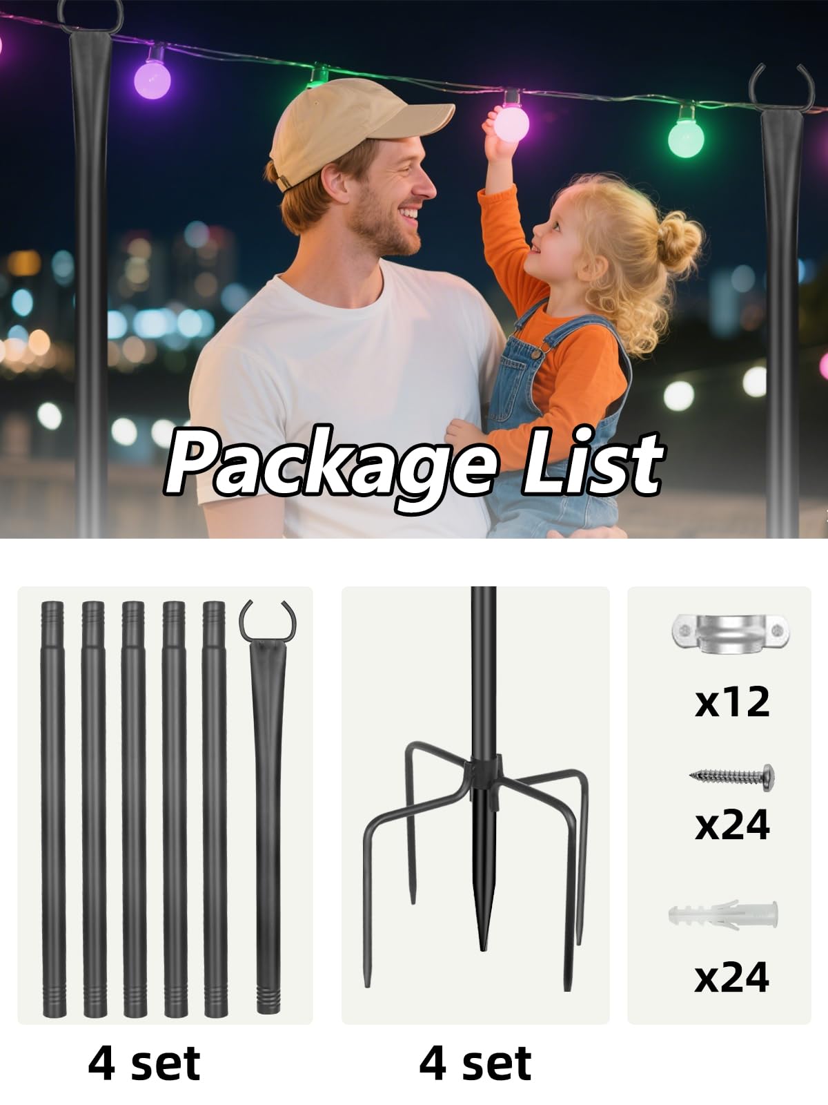 LRYXEG string light poles black finish to match outdoor decor