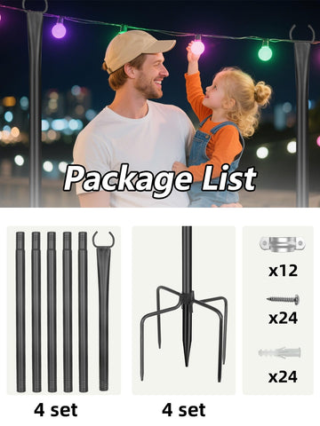 LRYXEG string light poles black finish to match outdoor decor
