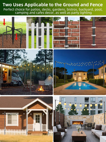 LRYXEG string light poles fence brackets for versatile mounting