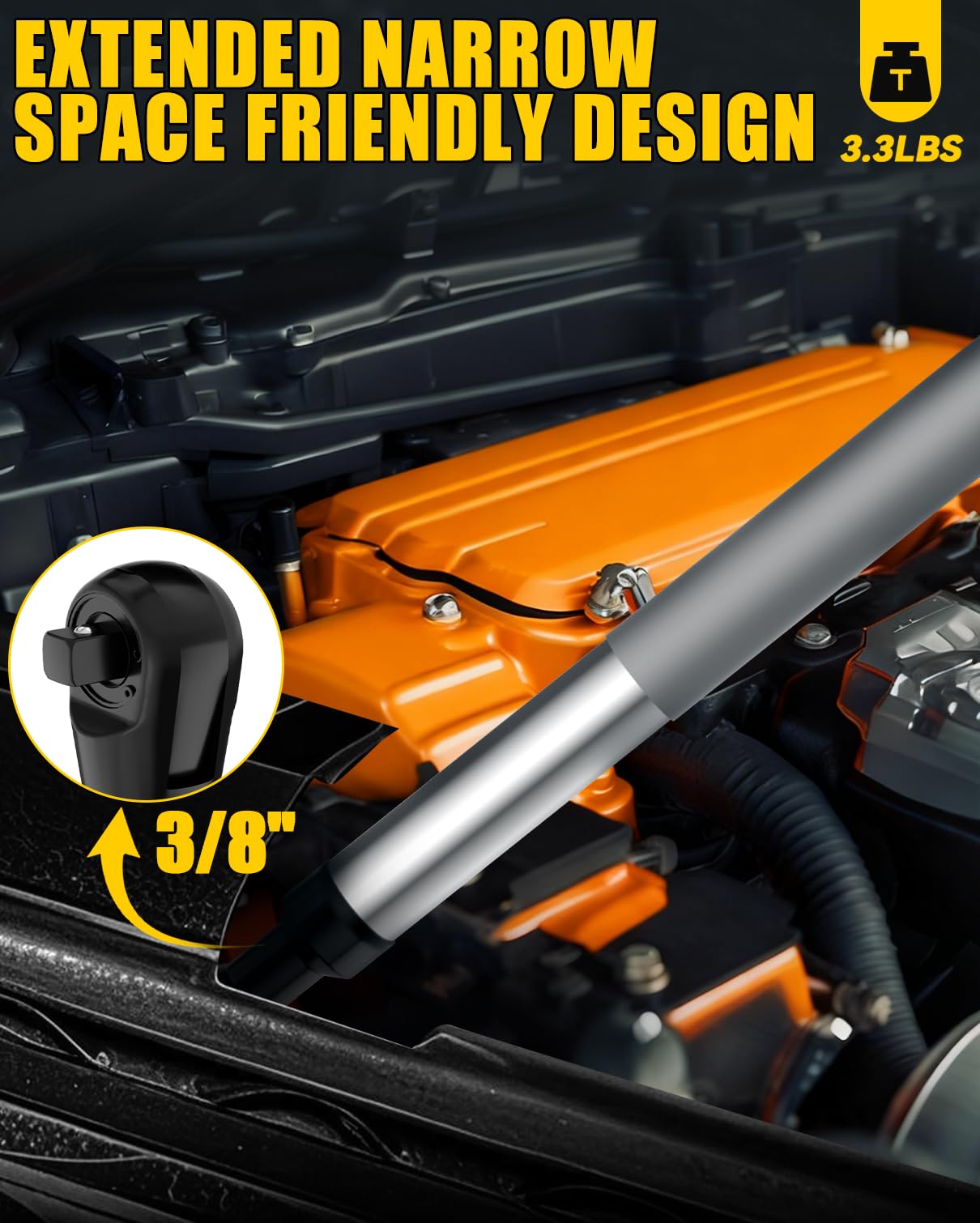 LSFYVM offset extension wrench ergonomic 17in length supports comfortable reach.