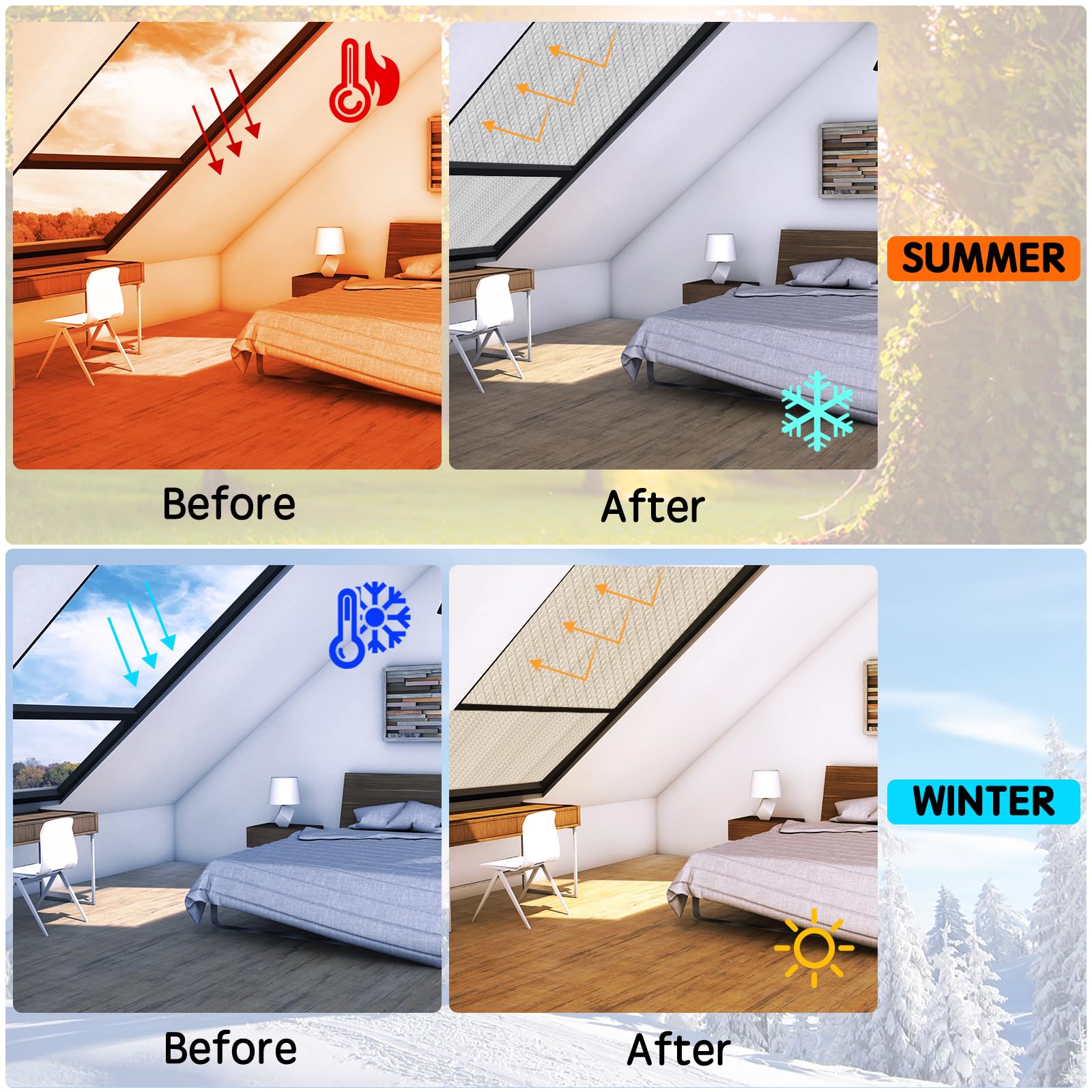 LSGCQ aluminum film reflective layer blocks heat transfer for comfort