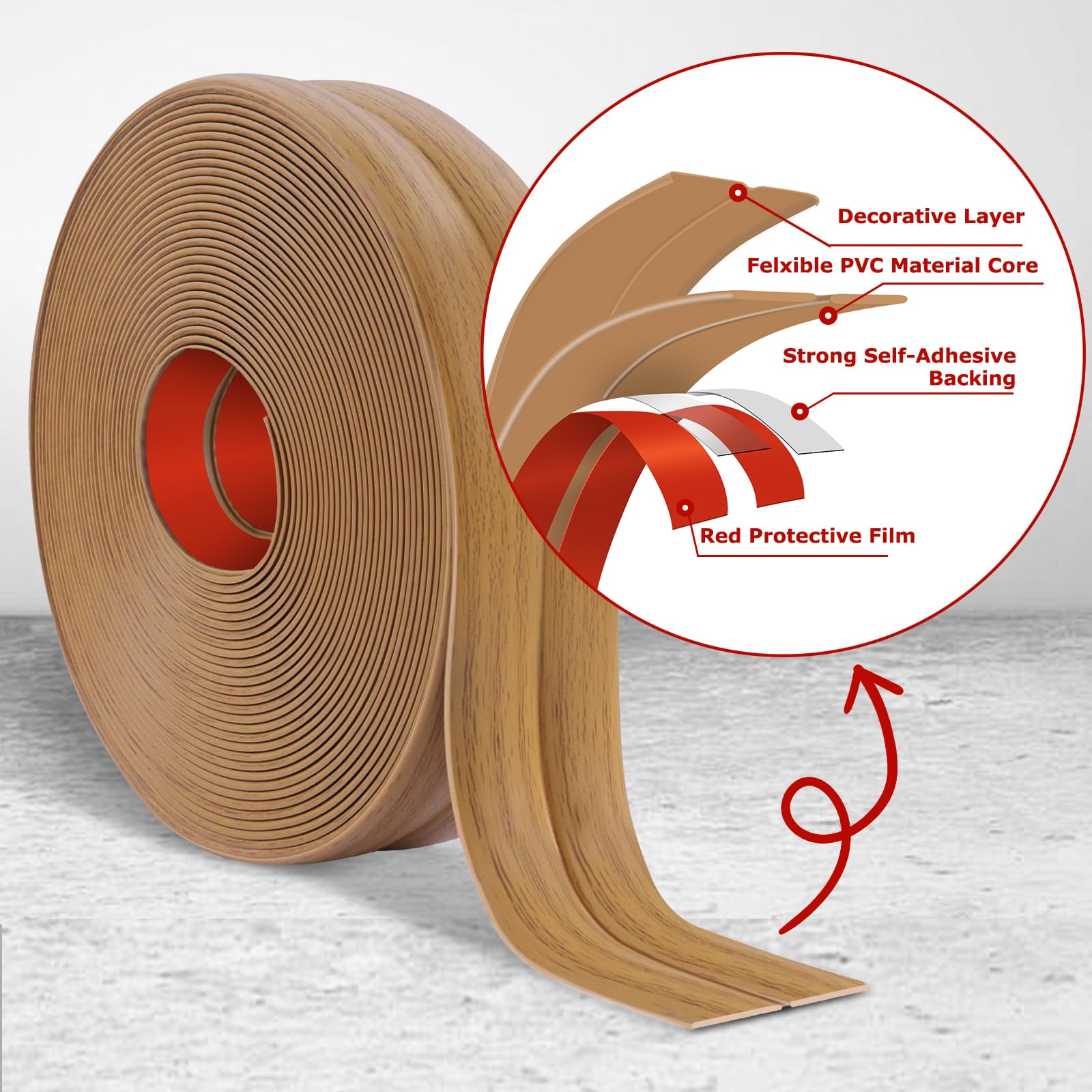 LSGCQ flexible trim showing adjustable angle range for inward or outward fitting.