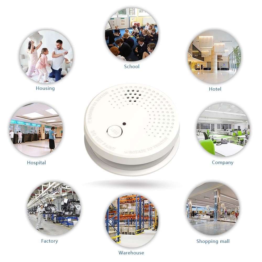 LSHOME smoke detector 4-pack back view reveals battery access and wiring
