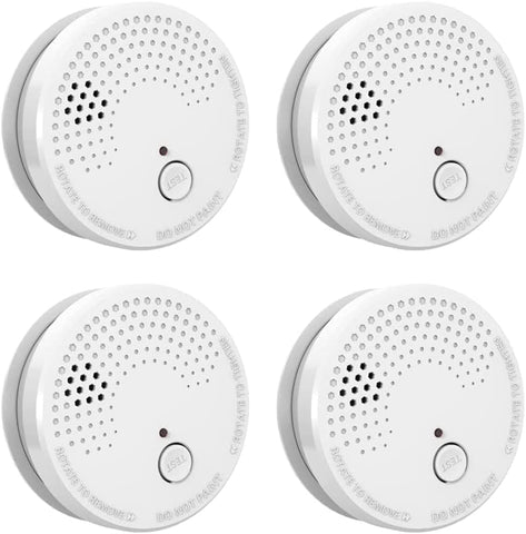 LSHOME smoke detector 4-pack front view shows compact design for safe homes