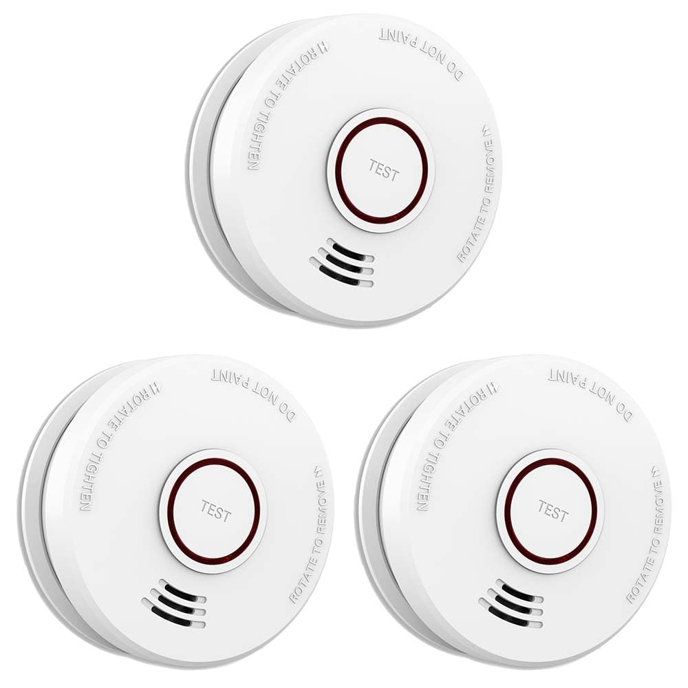 LSHOME smoke detector front view with 9V battery for reliable alerts.