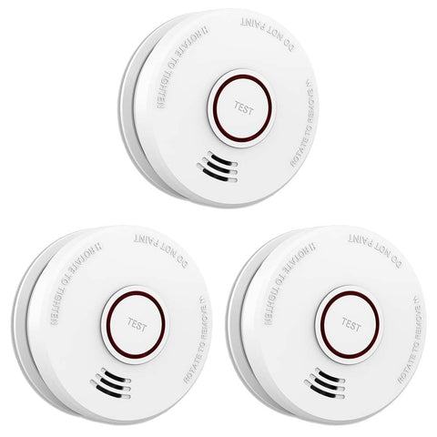 LSHOME smoke detector front view with 9V battery for reliable alerts.