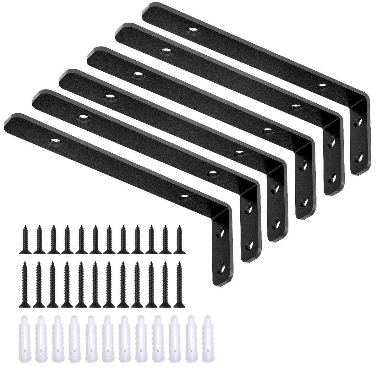 LSK 6PCS L Bracket in 6x2 inch size providing sturdy shelf support for wood projects.