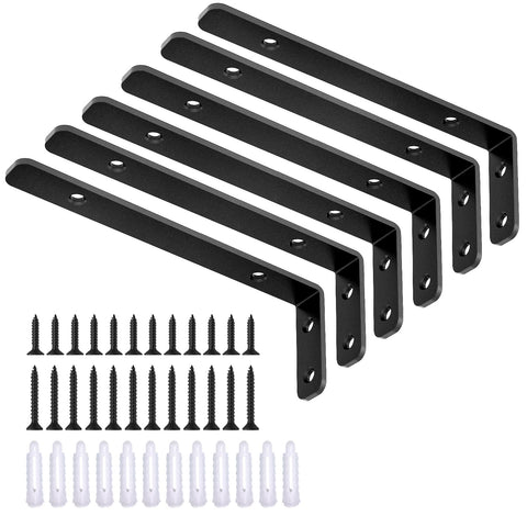 LSK 6PCS L Bracket in 6x2 inch size providing sturdy shelf support for wood projects.