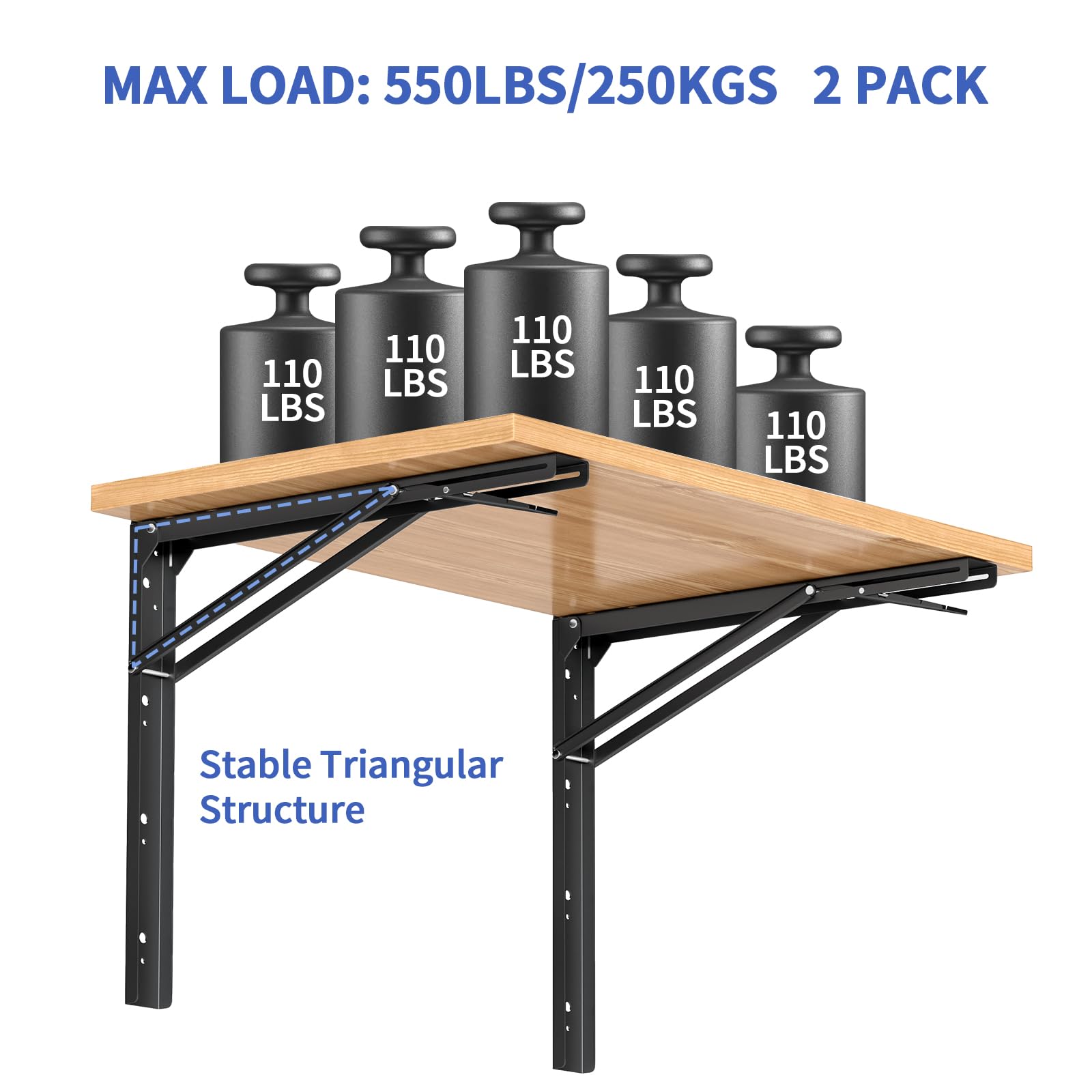 LSK folding bracket showing 90-degree lock for a sturdy surface