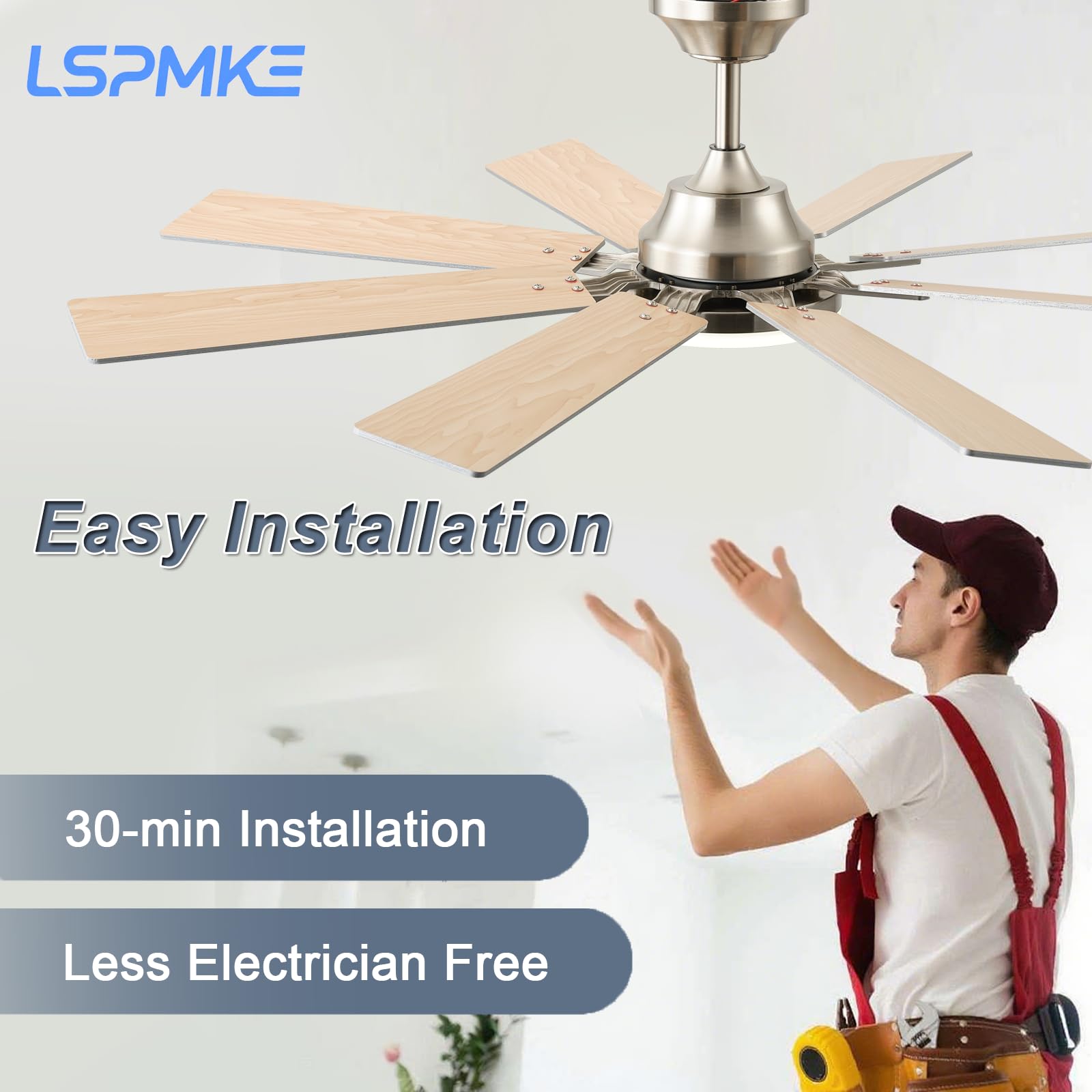 LSPMKE outdoor-ready ceiling fan suitable for sheltered spaces.