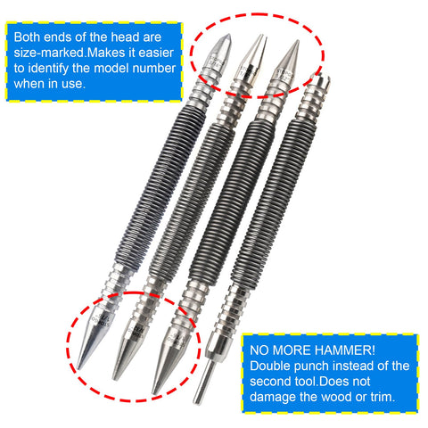 LSTOPGO dual-head nail setter with 3/32 and 1/8 inch heads for quick nail marks.