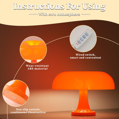 LSTVZSNRX mushroom cap lamp shows three lighting modes for ambient versatility.