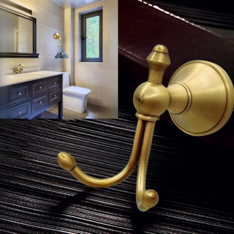 LSWYYP dual-hook brass towel hook saves space and keeps bathroom organized.