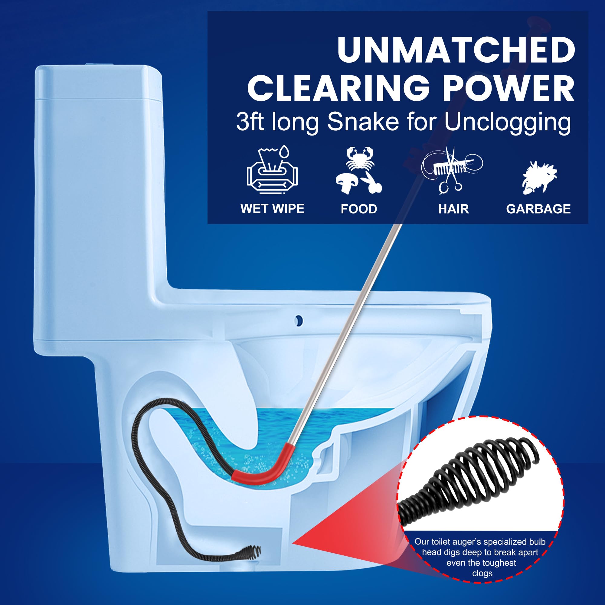 LTDTACTBAG stainless steel alloy construction for durable, reliable toilet unclogging.