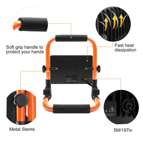 LTE Lighting Even 50W LED work light – convenient handle for easy transport between jobs.