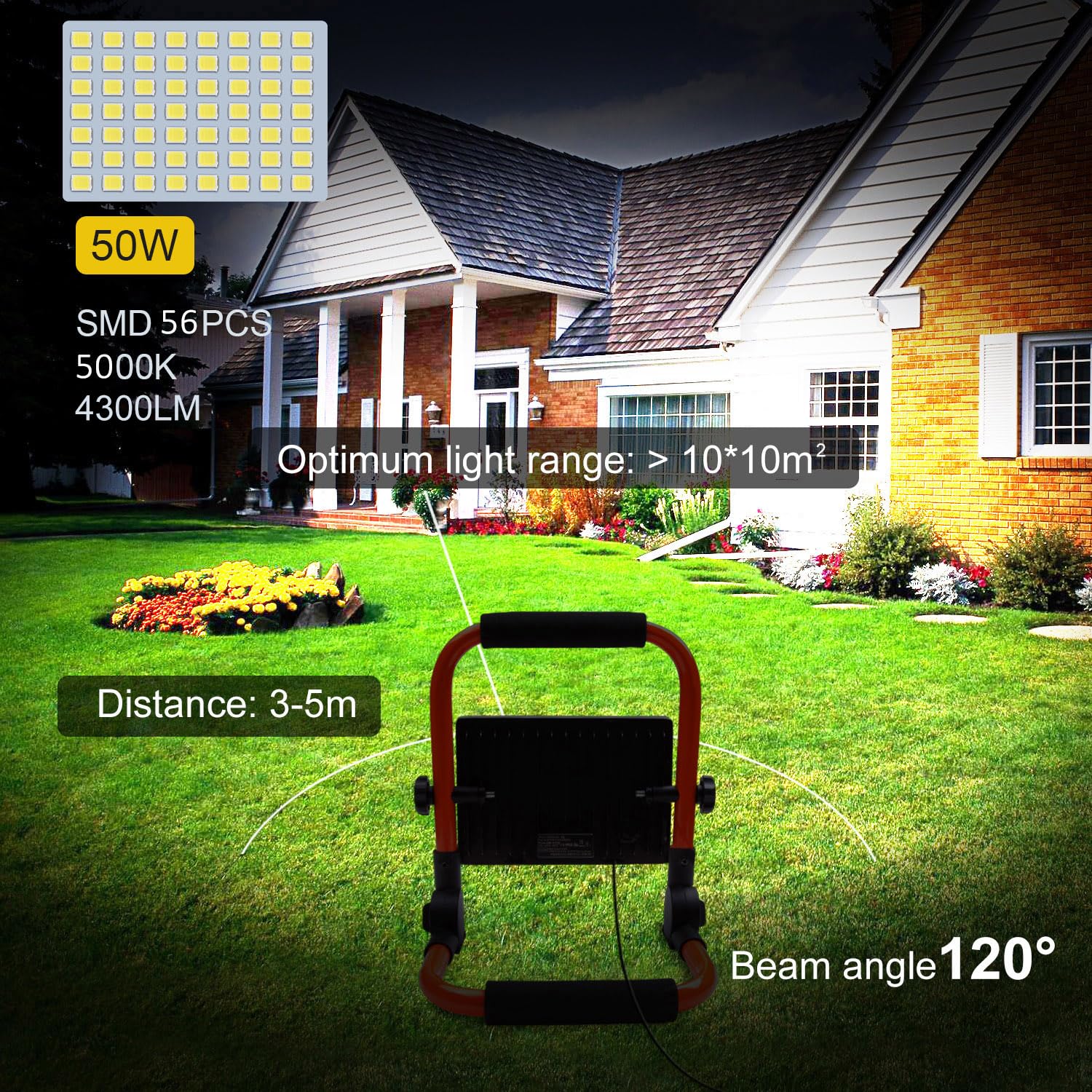 LTE Lighting Even 50W LED work light – tilt-angle flexibility for precise workspace coverage.